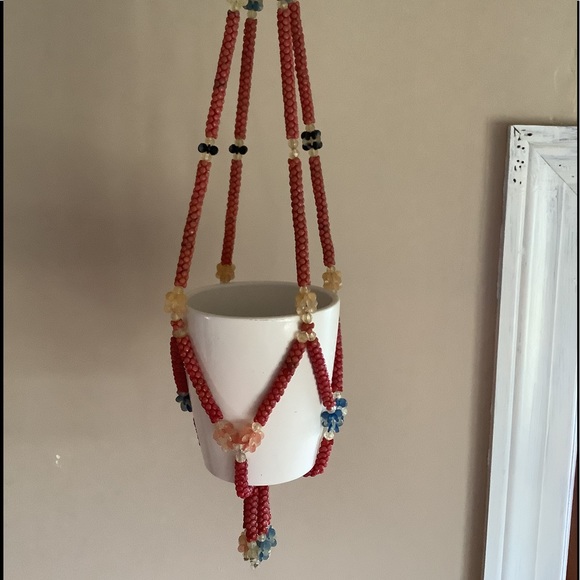 Vintage Bohemian Beaded Plant Hanger 60’s 70’s